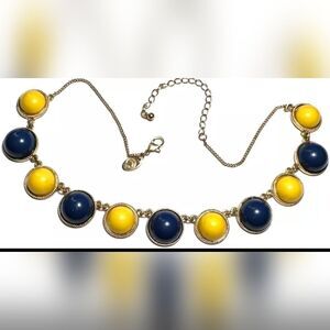 CHARMING CHARLIE signed Gold Tone Yellow& Blue 16-19" Vtg